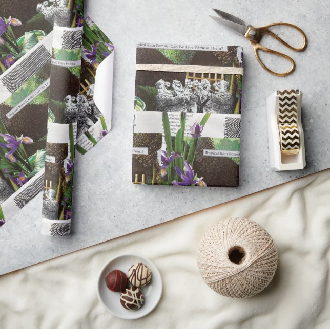 Funny Political Joke Forest Climate Change Satire Wrapping Paper (Crafts)