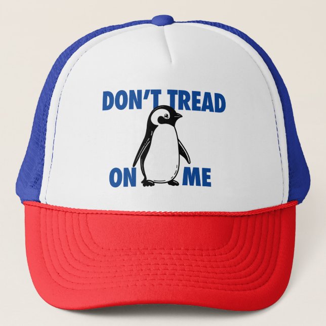 Funny Political Meme Penguin Tariff Trucker Hat (Front)