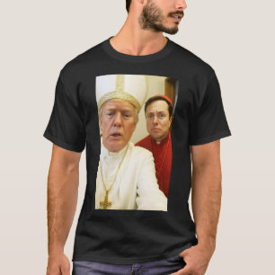Funny Political Pope Trump Elon Musk  T-Shirt - Sa