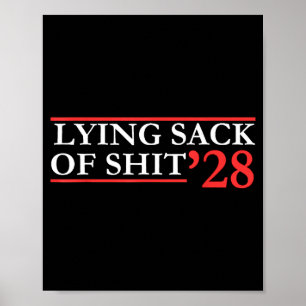 Funny political satire, lying sack of retro poster