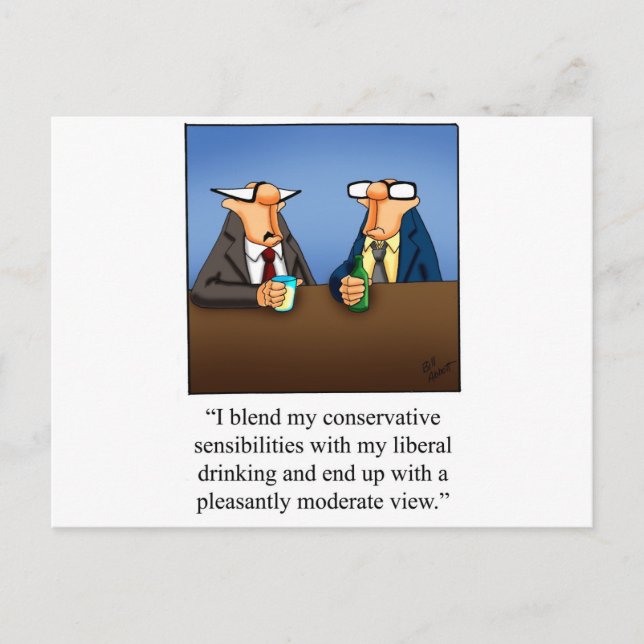Funny Politics and Drinking Cartoon Gift! Postcard (Front)