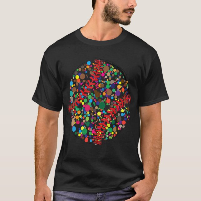 Funny Polka Dot Baseball Lover Player Internationa T-Shirt (Front)