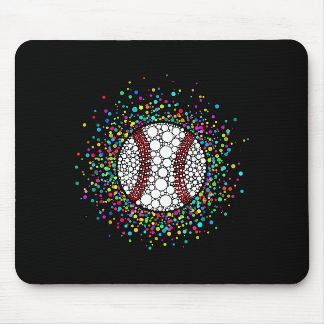 Funny Polka Dots Baseball Lover Fan Happy Dot Day  Mouse Mat (Front)