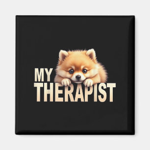 Funny Pom Puppy My Therapist Pomeranian Dog Magnet