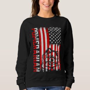 Funny Pomeranian American Flag Dog Dad Dog Mum Sweatshirt