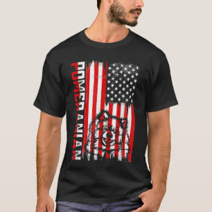 Funny Pomeranian American Flag Dog Dad Dog Mum T-Shirt