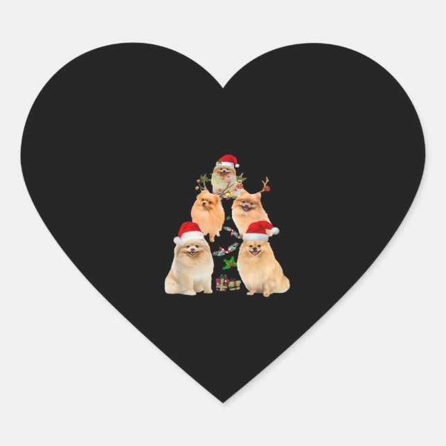 Funny Pomeranian Christmas Tree Decor Ornament Cos Heart Sticker (Front)