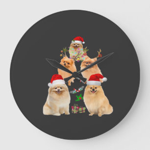 Funny Pomeranian Christmas Tree Decor Ornament Cos Large Clock