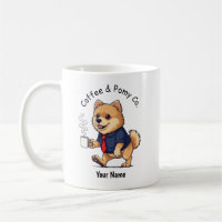Funny Pomeranian Dog Business Suit Coffee