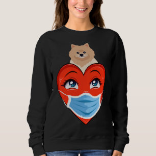 Funny Pomeranian Dog Heart In Mask Valentines Day Sweatshirt