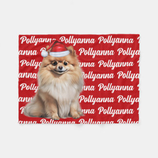 Funny Pomeranian Dog Name Pattern Christmas Fleece Blanket