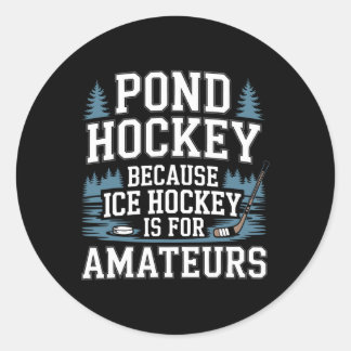 Funny Pond Hockey Classic Round Sticker