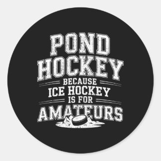 Funny Pond Hockey Shinny Classic Round Sticker