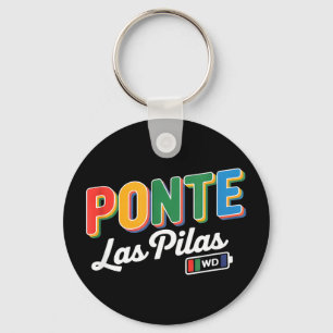 Funny ponte las pilas battery saying retro colorfu key ring