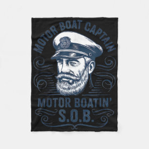 Funny Pontoon Boat Captain Dad Motor Boat Captain Fleece Blanket