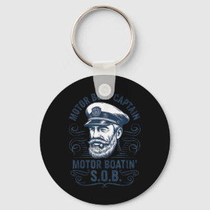 Funny Pontoon Boat Captain Dad Motor Boat Captain Key Ring