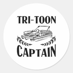 Funny Pontoon Boat Captain Gift Men Cool Tri-toon Classic Round Sticker