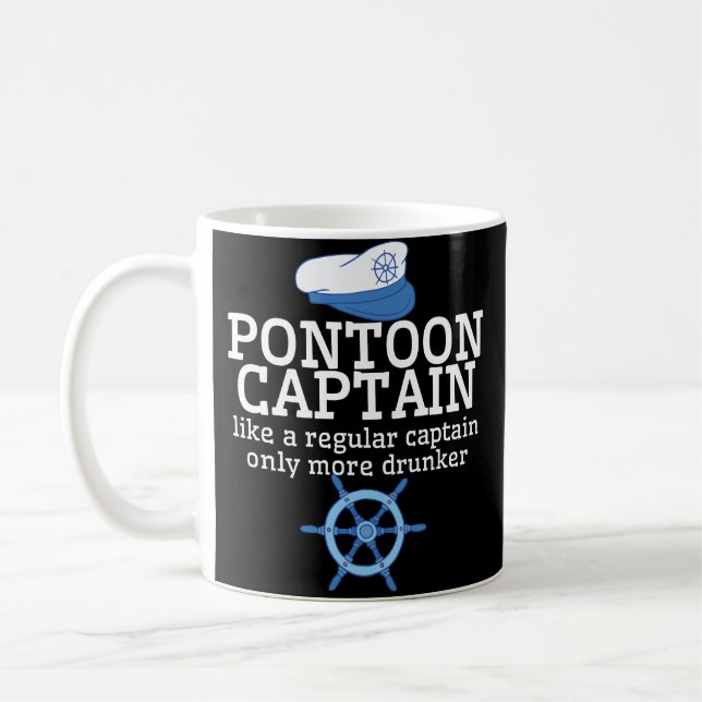 Funny Pontoon Captain Coffee Mug Sailing Boat Gift (Left)