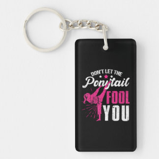 Funny Ponytail Girl Karate Taekwondo Judo Key Ring