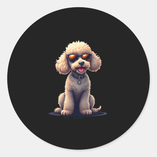 Funny Poodle Animal Lover Dogs Graphic Cute Dog Ow Classic Round Sticker (Front)