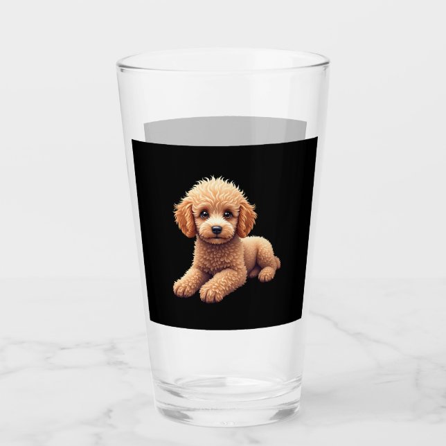 Funny Poodle Animal Lover Dogs Graphic Cute Dog Ow Glass (Front)
