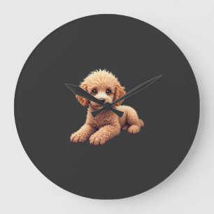 Funny Poodle Animal Lover Dogs Graphic Cute Dog Ow Large Clock