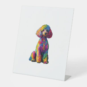 Funny Poodle Animal Lover Dogs Graphic Cute Dog Ow Pedestal Sign