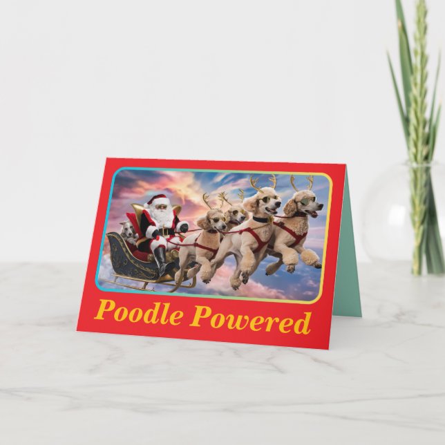 Funny Poodle Christmas Holiday Card (Front)