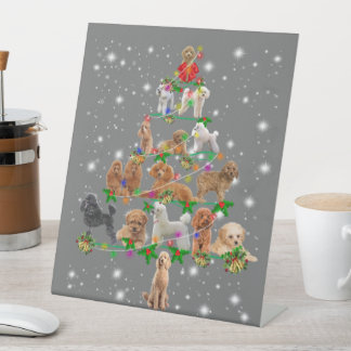 Funny Poodle Christmas Tree Decor Ornament Costume Pedestal Sign