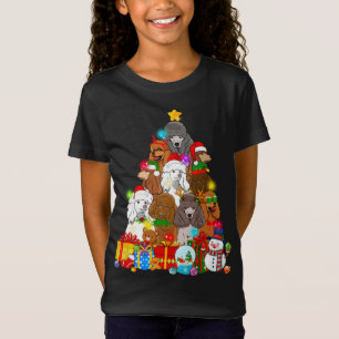 Funny Poodle Christmas Tree Lights Gift Dog Lover T-Shirt