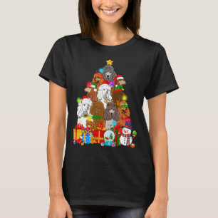 Funny Poodle Christmas Tree Lights Gift Dog Lover T-Shirt