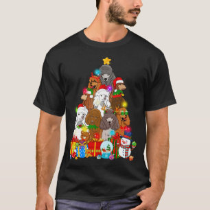 Funny Poodle Christmas Tree Lights Gift Dog Lover T-Shirt