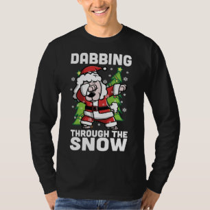 Funny Poodle Dabbing Through The Snow Dab Christma T-Shirt