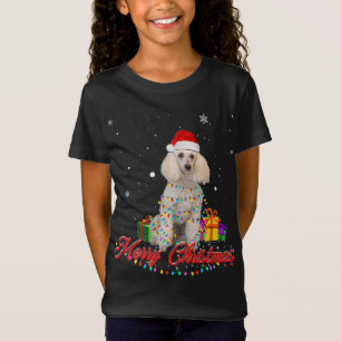 Funny Poodle Dog Christmas Santa Christmas Lights T-Shirt