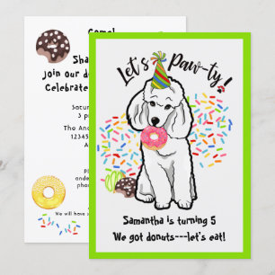 Funny Poodle Dog Doughnuts Birthday Party Invitation