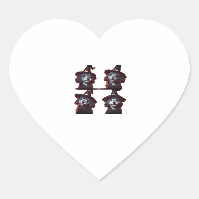 Funny Poodle Halloween Costume � Cute Dog Photoboo Heart Sticker (Front)