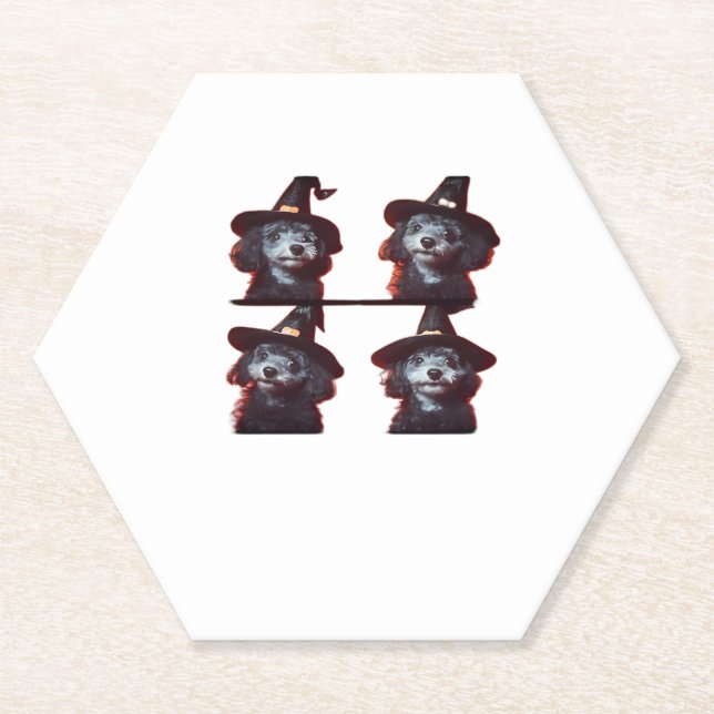 Funny Poodle Halloween Costume � Cute Dog Photoboo Paper Coaster (Front)