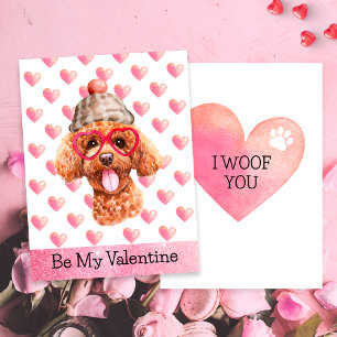 Funny Poodle I Woof You Dog Valentine's Day Holiday Card