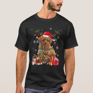 Funny Poodle Reindeer Christmas Lights Funny Dog X T-Shirt