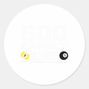 Funny Pool Billiard God Family Billiards Gift  Classic Round Sticker