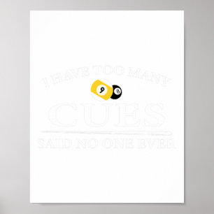 Funny Pool Billiard I Have Too Many Cues Poster