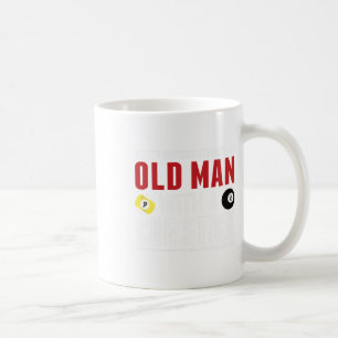 Funny Pool Billiards Player Old Man With Cue Stick Coffee Mug