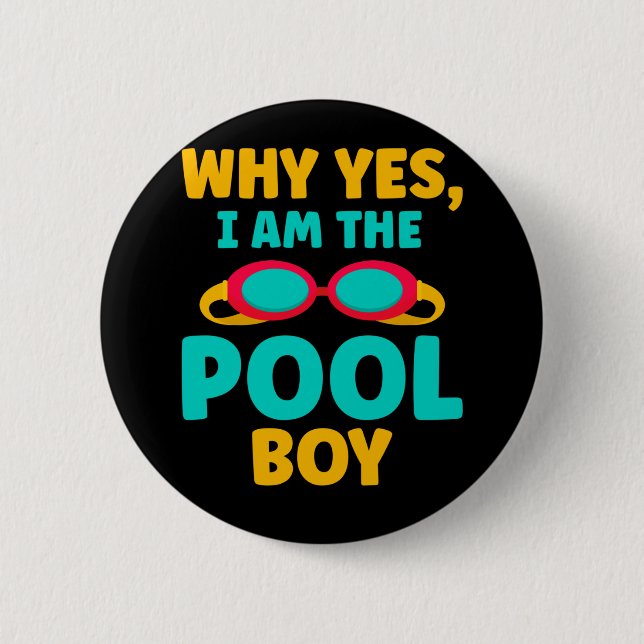 Funny Pool Boy Swimmer Fun Swimming 6 Cm Round Badge (Front)