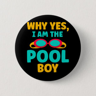 Funny Pool Boy Swimmer Fun Swimming 6 Cm Round Badge