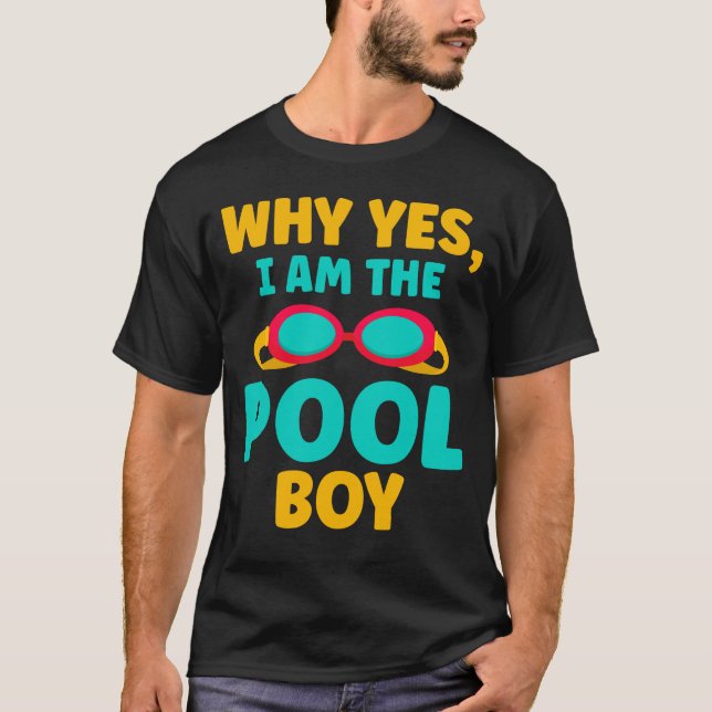 Funny Pool Boy Swimmer Fun Swimming T-Shirt (Front)