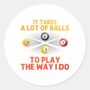 Funny Pool Design For Men Boys Billiard Lover Pool Classic Round Sticker