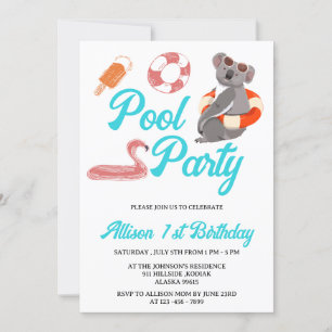 Funny  Pool Party Birthday  Invitation