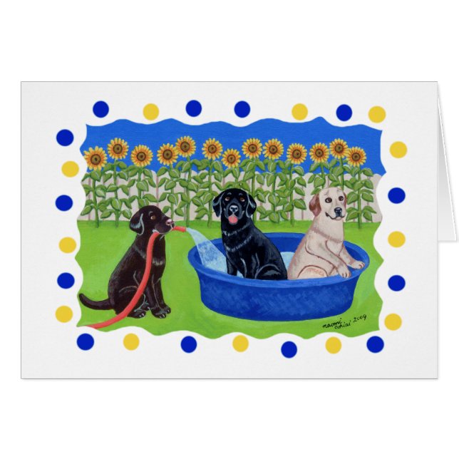 Funny Pool Party Labradors (Front Horizontal)