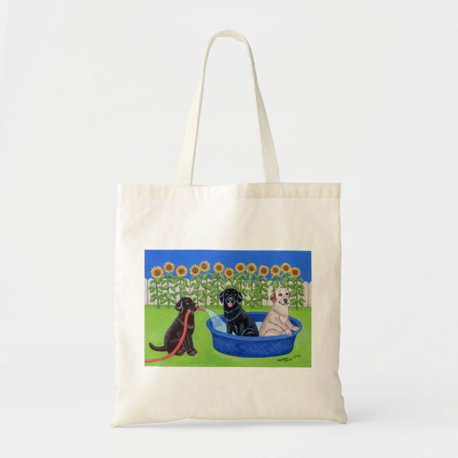 Funny Pool Party Labradors Tote Bag (Front)