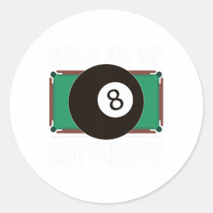 Funny Pool Player Billiards Gift Rack Em Up  Classic Round Sticker